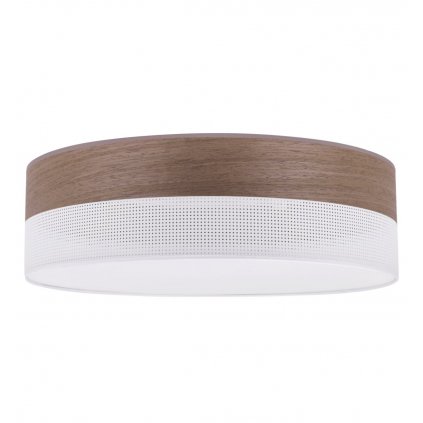 lampa sufitowa wood okragly plafon z bialym abazurem 50cm do salonu i sypialni