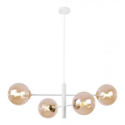 lampa sufitowa vicenza bialy nowoczesny zyrandol nad stol i wyspe zlote akcenty