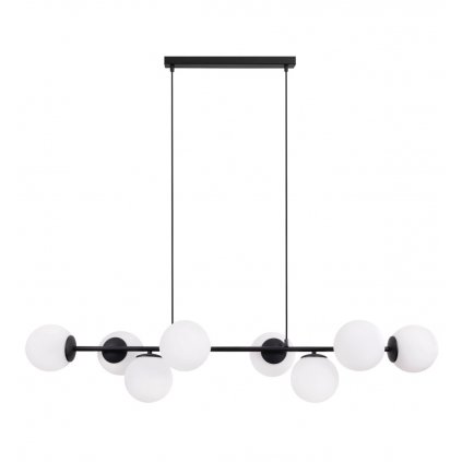 lampa sufitowa siena wiszaca czarna konstrukcja biale klosze kule loft e14