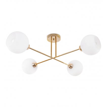 lampa wiszaca asturia sufitowa zlota biale klosze kule 4 zrodla swiatla e27
