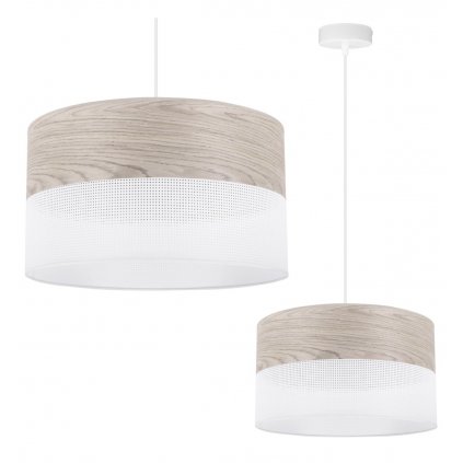 lampa wiszaca wood bialy abazur loft z dodatkiem debowego forniru