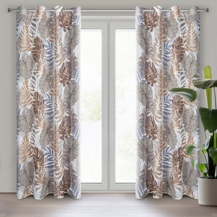 ZÁVĚS NA KROUŽCÍCH KATE 140X250 CM LISTY