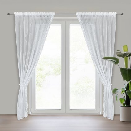 ZÁCLONA NA PÁSCE ALEX, SADA 2KS 140X270 CM BÍLÁ