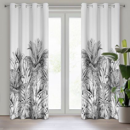 ZATEMŇOVACÍ ZÁVĚS NA KROUŽCÍCH NERINA 140X250 CM LISTY