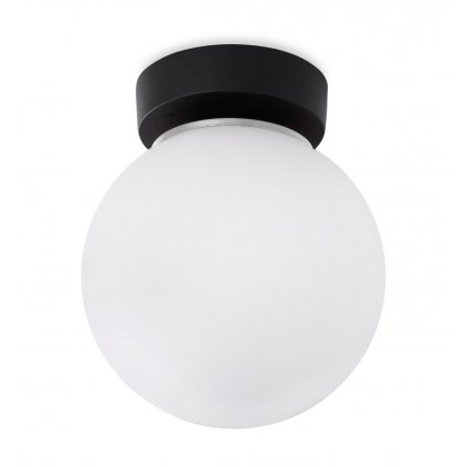 lampa sufitowa typu kinkiet alta czarny plafon biala kula chromowane akcenty e14