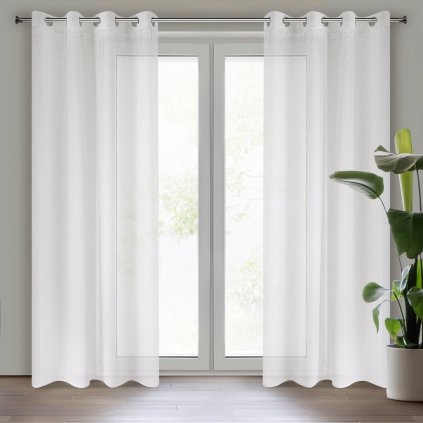 ZÁCLONA NA KROUŽCÍCH MADLEN 140X250 CM BÍLÁ