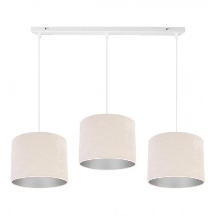 Závěsné svítidlo Mediolan, 3x textilní stínítko světlebéžové, černá konstrukce