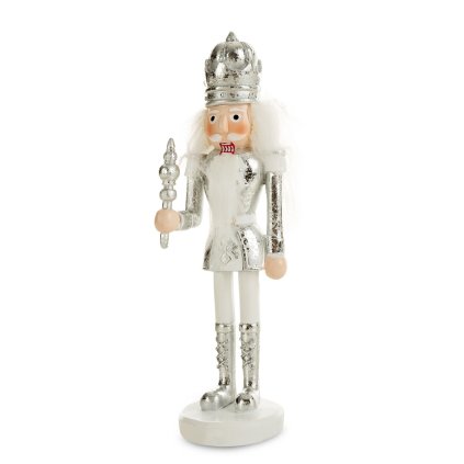 VÁNOČNÍ DEKORAČNÍ FIGURKA NUTCRACKER 20 CM STŘÍBRNÁ
