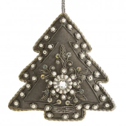 SADA 10KS VÁNOČNÍ DEKORACE TREE 9 CM ŠEDÁ