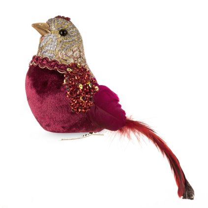 SADA 6KS VÁNOČNÍ DEKORACE BIRD 19 CM ČERVENÁ