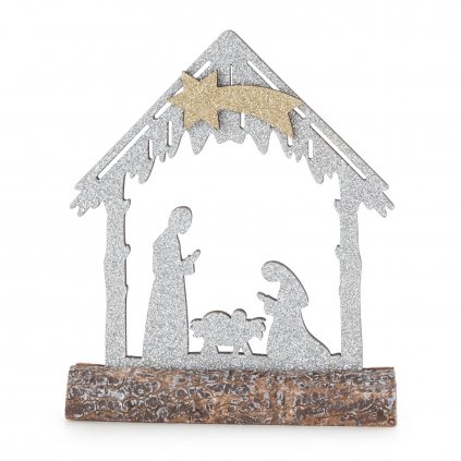 SADA 6KS VÁNOČNÍ DEKORACE BETLEHEM 15X17 CM STŘÍBRNÁ