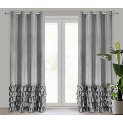 ZATEMŇOVACÍ ZÁVĚS NA KROUŽCÍCH CARLI 140X250 CM STŘÍBRNÁ