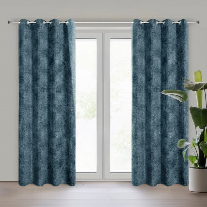 ZATEMŇOVACÍ ZÁVĚS NA KROUŽCÍCH ALETA 135X250 CM TMAVĚMODRÁ