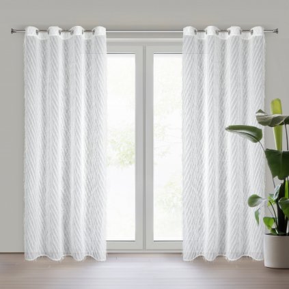 ZÁVĚS NA KROUŽCÍCH LAUREL 140X250 CM BÍLÁ