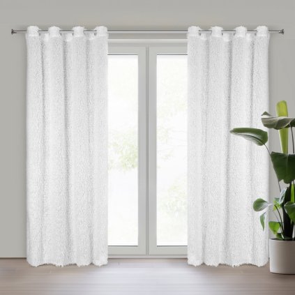 ZATEMŇOVACÍ ZÁVĚS NA KROUŽCÍCH MARION 140X250 CM BÍLÁ