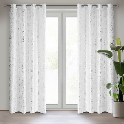 ZÁCLONA NA KROUŽCÍCH FEZA 140X250 CM BÍLÁ