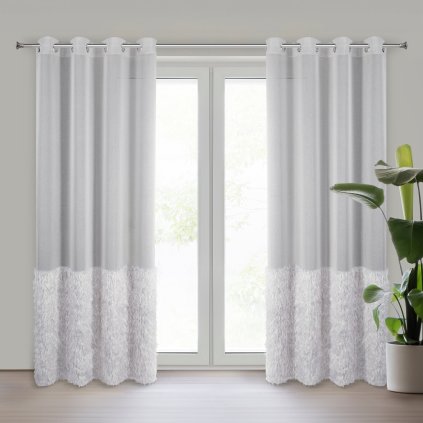 ZÁCLONA NA KROUŽCÍCH MARGARET2 140X250 CM STŘÍBRNÁ