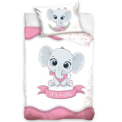 posciel bawelna 100x135 40x60 slonik rozowy
