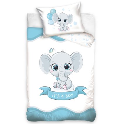 posciel bawelna 100x135 40x60 slonik niebieski