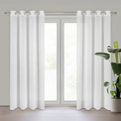 ZÁVĚS NA KROUŽCÍCH AGIS 140X250 CM BÍLÁ