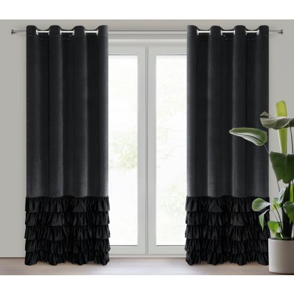 ZATEMŇOVACÍ ZÁVĚS NA KROUŽCÍCH DANI 140X250 CM ČERNÁ