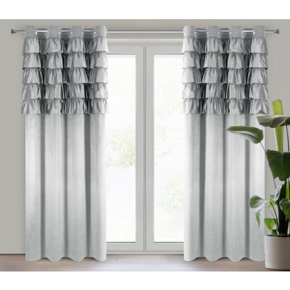 ZATEMŇOVACÍ ZÁVĚS NA KROUŽCÍCH AURA 140X250 CM STŘÍBRNÁ