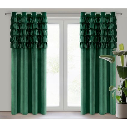 ZATEMŇOVACÍ ZÁVĚS NA KROUŽCÍCH AURA 140X250 CM TMAVĚZELENÁ