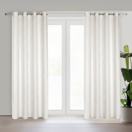 ZATEMŇOVACÍ ZÁVĚS NA KROUŽCÍCH ALETA 135X250 CM SVĚTLEBÉŽOVÁ