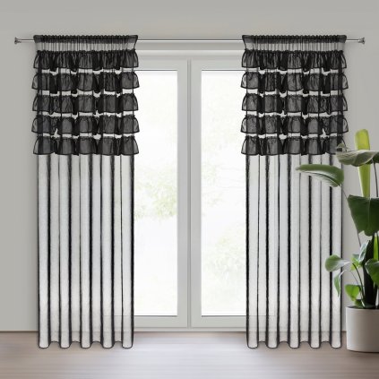 ZÁCLONA NA PÁSCE AURA 140X270 CM ČERNÁ