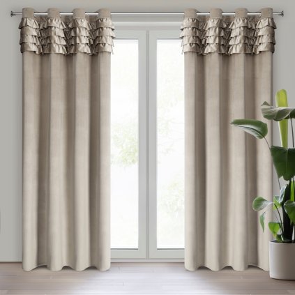 ZATEMŇOVACÍ ZÁVĚS NA KROUŽCÍCH ERIN 140X250 CM BÉŽOVÁ