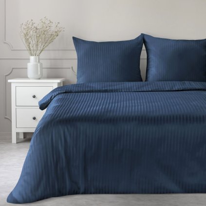 SATÉNOVÉ POVLEČENÍ VERA 160X200 CM, 2 KS 70X80 CM TMAVĚMODRÉ