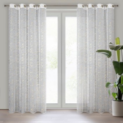 ZÁCLONA NA KROUŽČÍCH REVA1 140X250 CM VZOROVANÁ