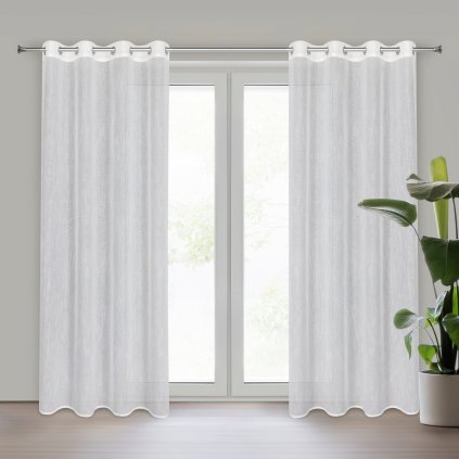 ZÁCLONA NA KROUŽČÍCH AMIRA 140X250 CM BÍLÁ
