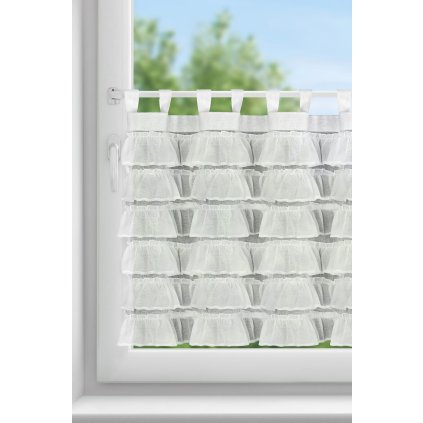 KRÁTKÁ ZÁCLONA NA POUTKÁCH LILIA 2 150X70 CM BÍLÁ