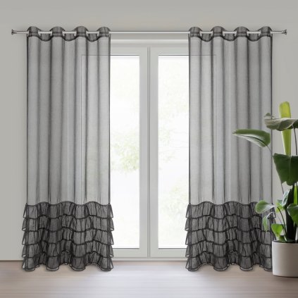 ZÁCLONA NA KROUŽČÍCH CARLI 140X250 CM ČERNÁ