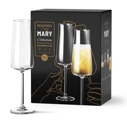 x bohemia prestige mary kieliszek 210ml szampan 6x