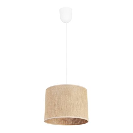 Závěsné svítidlo Juta, 1x jutové stínítko, bílá konstrukce