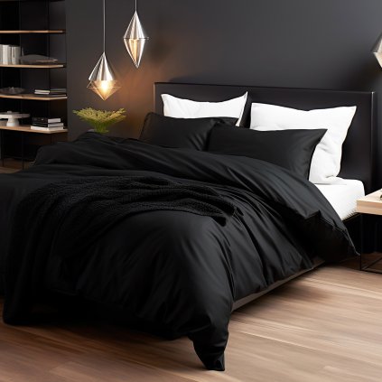 posciel satyna bawelniana czarny 04000966 180x200