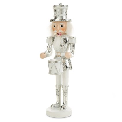 VÁNOČNÍ DEKORAČNÍ FIGURKA NUTCRACKER 25 CM STŘÍBRNÁ