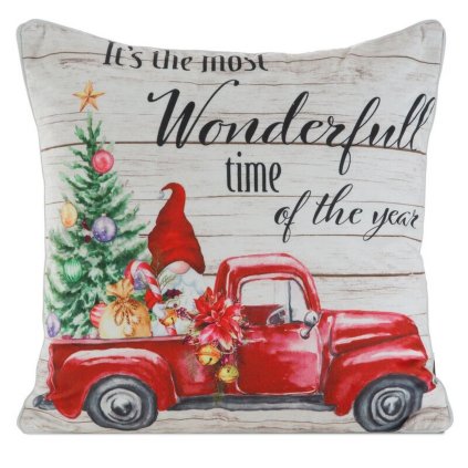 VÁNOČNÍ DEKORAČNÍ POVLAK NA POLŠTÁŘ ELF1 45X45 CM VZOROVANÁ