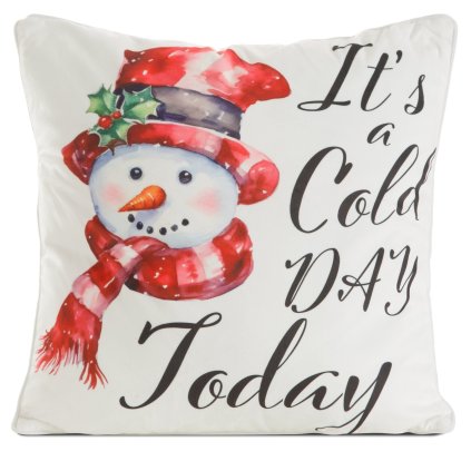 VÁNOČNÍ DEKORAČNÍ POVLAK NA POLŠTÁŘ SNOWMAN 45X45 CM VZOROVANÁ