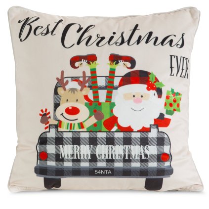 VÁNOČNÍ DEKORAČNÍ POVLAK NA POLŠTÁŘ SANTA7 45X45 CM VZOROVANÁ