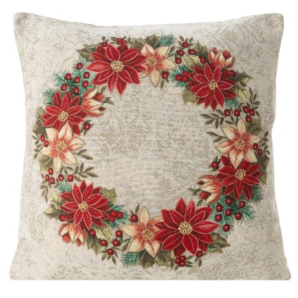 VÁNOČNÍ GOBELÍNOVÝ DEKORAČNÍ POVLAK NA POLŠTÁŘ RIM 45X45 CM VZOROVANÁ