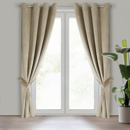 ZATEMŇOVACÍ ZÁVĚS NA KROUŽCÍCH ANTARA 140X270 CM SVĚTLEBÉŽOVÁ