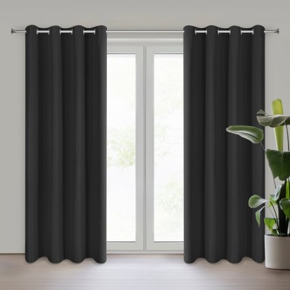 ZÁVĚS NA KROUŽCÍCH ADARI 140X250 CM ČERNÁ