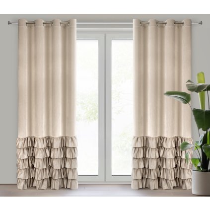 ZATEMŇOVACÍ ZÁVĚS NA KROUŽCÍCH DANI 140X250 CM BÉŽOVÁ