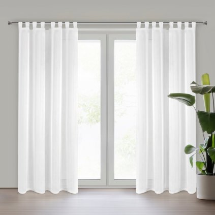 ZÁCLONA NA POUTKÁCH LUCY 140X250 CM BÍLÁ