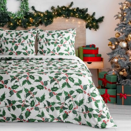 VÁNOČNÍ POVLEČENÍ Z MIKROVLÁKNA TORI 160X200 CM, 2 KS 70X80 CM VZOROVANÉ