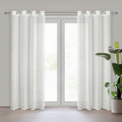 ZÁVĚS NA KROUŽCÍCH AURELIA 135X250 CM KRÉMOVÁ