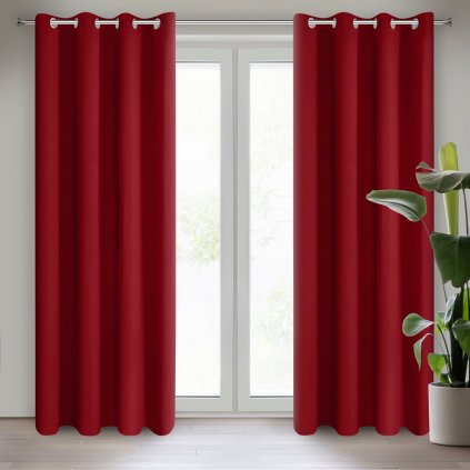 ZATEMŇOVACÍ ZÁVĚS NA KROUŽCÍCH LOGAN 135X250 CM ČERVENÁ